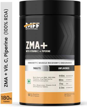 MyFitFuel ZMA+ (Zinc, Magnesium, Vitamin B6, Vitamin C & Piperine 95%), 180 Capsules
