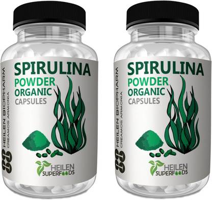 HEILEN BIOPHARM Organic Spirulina Powder 360 capsules X 500 mg, 180 grams