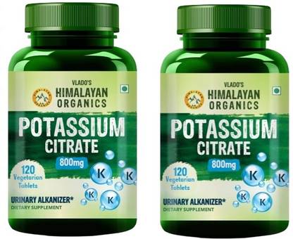 Himalayan Organics Potassium Citrate 800mg Supplement - 120 Veg Tablets x 2