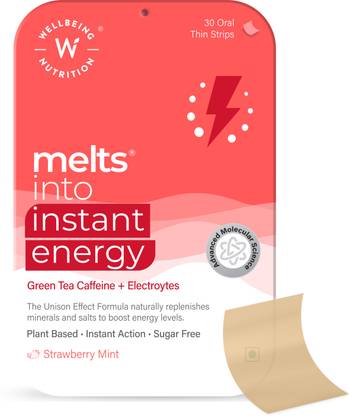 Wellbeing Nutrition Melts Instant Energy, 100% Plant Based Green Tea Caffene, Energy Boost