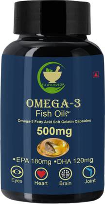 FIJ AYURVEDA Omega 3 Fish Oil Fatty Acid (180 mg EPA & 120 mg DHA) for Men & Women–60 Softgel