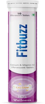 MITS Fitbuzz Calcium & Vitamin D2 Effervescent Tablet for stronger bones and Joints