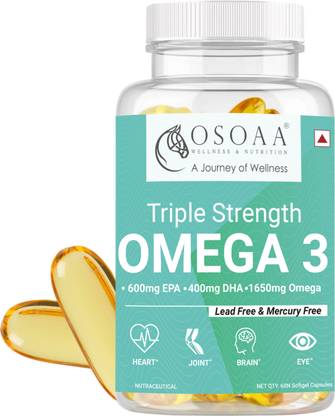 Osoaa Triple Strength Omega 3 1650mg Fish Oil Capsule Improves Memory, Vision