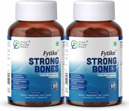 FYTIKA HEALTHCARE PRODUCTS Strong Bones | Calcium 1000mg + Vitamin D3 400IU with Zinc,Coper & Vitamin K2