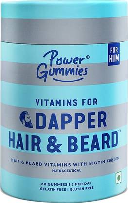 power gummies Dapper Hair & Beard Gummies | Biotin DHT Blocker Supplement-60 Gummies For Men