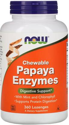 Now Foods Chewable Papaya Enzymes, 360 Lozenges