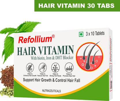 Refollium Hair Vitamins Biotin for Hair Regrowth & Hairfall Control