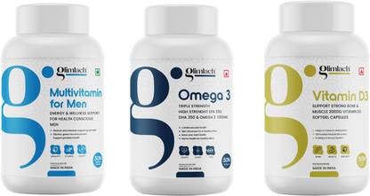 GLIMLACH Multivitamin for Men, Vitamin D3 & Omega 3 For GYM Lovers