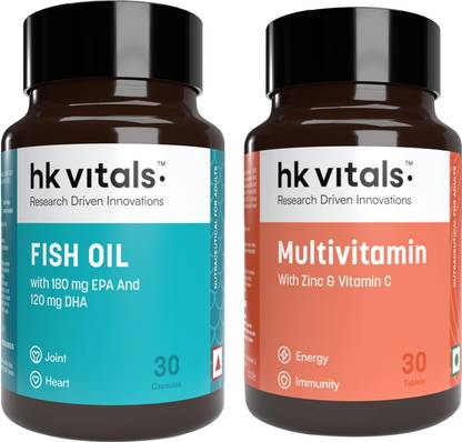 HEALTHKART HK Vitals Fish Oil 1000mg with 180mg EPA and 120mg DHA & Multivitamin