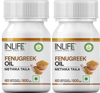 INLIFE Fenugreek Seed Oil Supplement 500 Mg - 120 Vegetarian Capsules