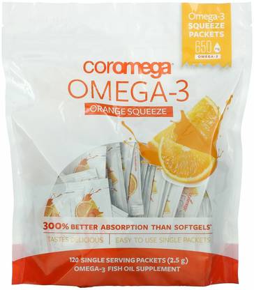 coromega Omega-3, Orange Squeeze, 120 Packets, (2.5 g) Each