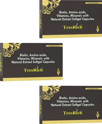TresRich Biotin Capsules with Natural Extracts, Vitamins, Minerals & Amino Acids