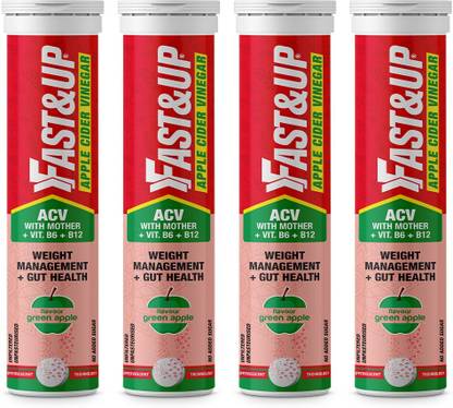 FAST&UP Apple Cider Vinegar Effervescent Tablets, ACV With Mother, Vitamin B6 & B12