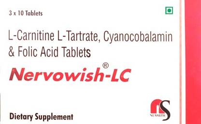 Nusmith Pharma Nervowish-LC L-carnitine L-tartrate Cyanocobalamin and folic acid tablets