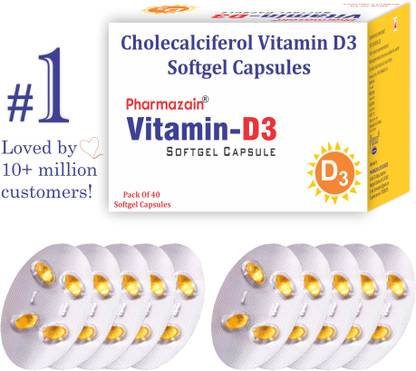 PHARMAZAIN LIFE SCIENCES Vitamin D3 Softgel Capsule for Bone Joint Mental Health & Heart for Men & Women