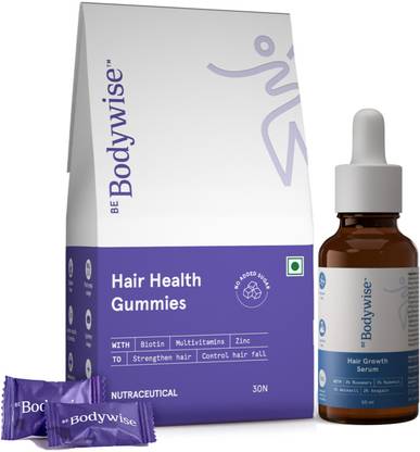Be Bodywise Biotin Hair Gummies 30N & Hair Growth Serum | 3% Rosemary 2% Redensyl 2% Anagain
