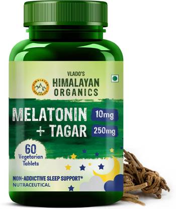 Vlado's Himalayan Organics Melatonin 10Mg + Tagar 250Mg Supplement With Vitamin B6 And Calcium