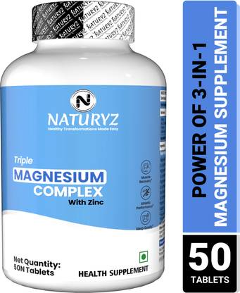 NATURYZ Triple Magnesium Complex Supplement With Zinc for Muscle Recovery & Better Sleep