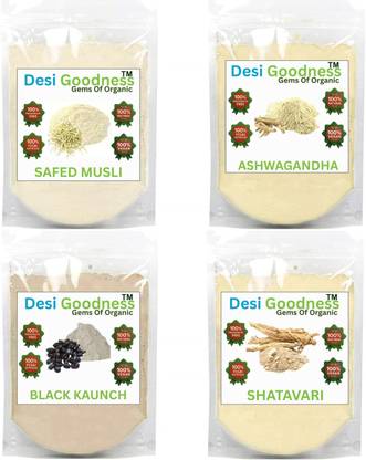 Desi Goodness Ashwagandha, Safed Musli, Kaunch Seed, Shatavari Powder, Testesterone Churna