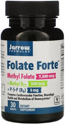 Jarrow Formulas olate Forte, Methyl Folate + Methyl B12 + P-5-P, 30 Tablets