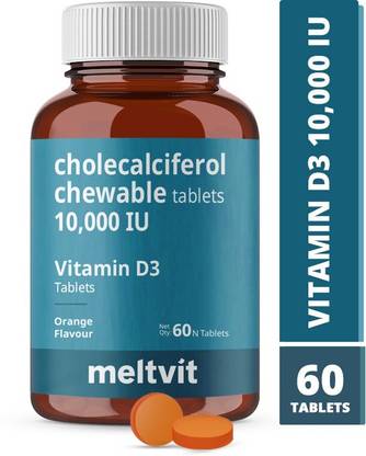 MELTVIT Vitamin D3 10000 iu Chewable Tablets | Cholecalciferol Vitamin D3 Supplement