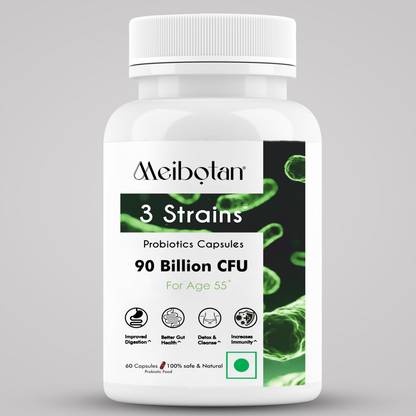 MEIBOTAN Probiotics Supplement 3 Strains with 90 Billion CFU Support Detox Age 55+