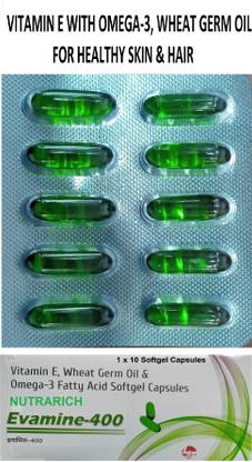 NUTRARICH |EVAMINE 400 VITAMIN E WITH OMEGA 3 & WHEAT GERM OIL