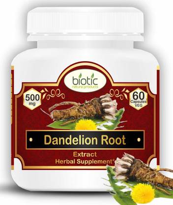 biotic Dandelion Root 500mg - 60 Veg Capsules for Supports Liver and UTI