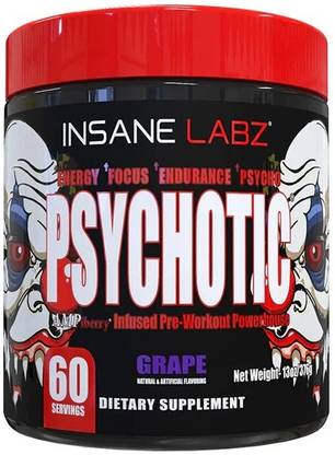 insane labz Psychotic Pre-Workout 60 servings Grape flavor