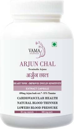 VamaAyurveda ARJUN CHAL EXTRACT CAPSULE HEART TONIC-IMPROVES INSULIN SENSITIVITY
