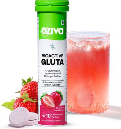 OZiva Bioactive Gluta Fizzy (Strawberry Swirl) To Reduce Pigmentation, 5 Antioxidants