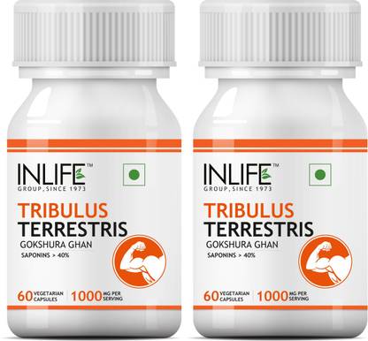 INLIFE Tribulus Terrestris Gokshura Supplement,1000 Mg Serving-60 Veg Capsules (2 Pack)
