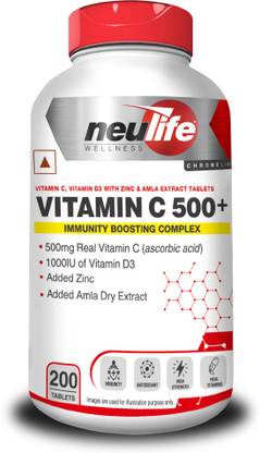 Neulife High Strength Real Vitamin C tablets (Ascorbic Acid) with D3 1000iu + Zinc