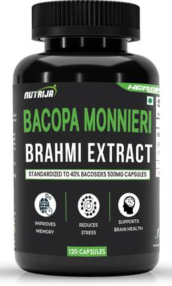 NutriJa Brahmi - Bacopa Monnieri Extract 500mg Capsules with 40% Bacosides