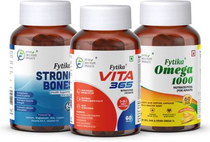 FYTIKA HEALTHCARE PRODUCTS Strong Bones + Vita 365 + Omega 1000 ( Pack of 3 )