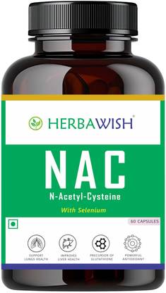 HERBAWISH N-Acetyl L-Cysteine (NAC) 600mg with Selenium for Liver and Lung Detox & Support