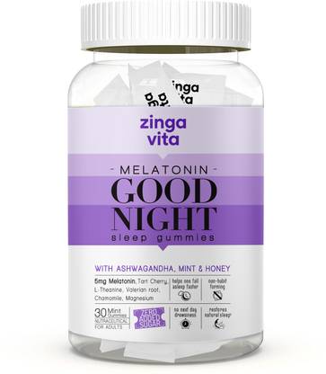 Zingavita 5mg Melatonin Sleep Gummies with 100mg Ashwagandha & Honey - 30 Gummies