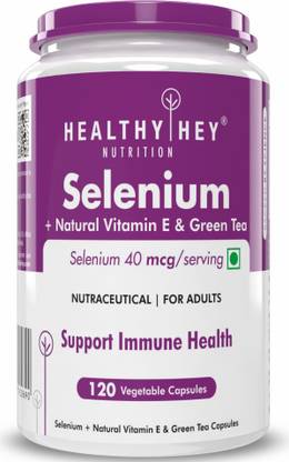HealthyHey Selenium plus Natural Vitamin E, Supports Antioxidant Supplement, 120 Veg Capsules