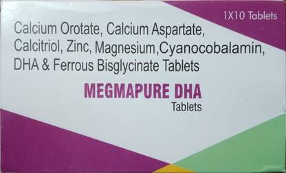Megma Health Care Megmapure DHA Calcium Omega 3 Calcitrol Zinc Magnesium Vitamin B12 & iron (Veg)