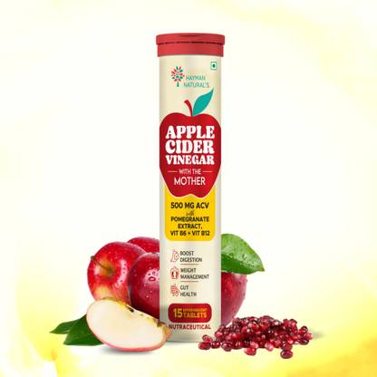 HAYMAN NATURAL'S Apple Cider Vinegar 15 Effervescent Tablets for Weight Management -Vit B6 & B12