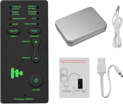 Safetynet Mini Portable Sound Effects Machine Voice Changer Device Audio Card Sound Changer for Live Streaming Online Chatting Singing Compatible with PC NA Voice Recorder
