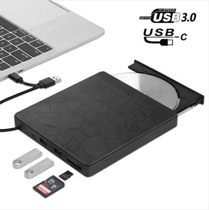Zorbes External DVD Drive, USB3.0 CD DVD Drive External ,USB C Hub CD/DVD Player ROM 32 GB Voice Recorder