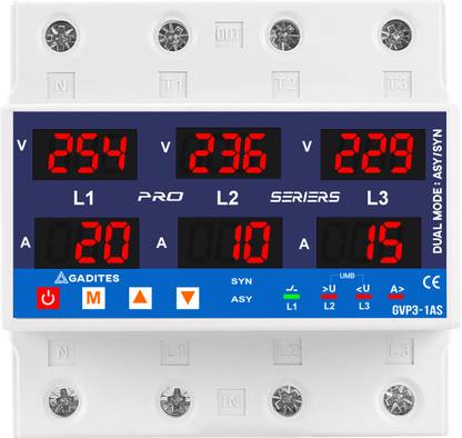 GADITES 3 Phase Protector latest Model Auto Recovery - Over/Under voltage Guard
