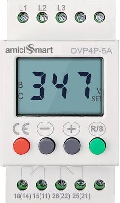 amiciSmart 3-Phase Adjustable 300-500V Over/Under Voltage Phase Balance Protection Relay Voltage Protector