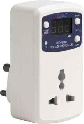 ELEQUA 6 Ampere Digital High, Low Voltage Cutoff/Protector(Adjustable setting) Plug Socket & Surge Protector Up To 4000 Volt ,Model:-HLVP6