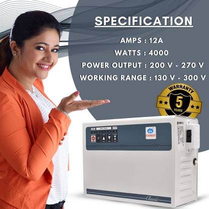 Everest EWD 400 Double Booster Heavy Duty Upto 1.5 Ton AC, Working Range : 130 V - 300 V Voltage Stabilizer (White) Double Booster Technology - product feature