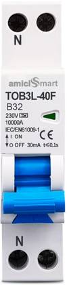 amiciSmart RCBO, 32A, 220V AC Residual Current Circuit Breaker with Over Current Protection RCBO
