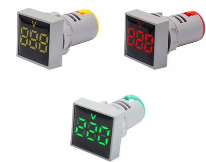 XM-INDIA Square Voltmeter combo Red Yellow Green Voltmeter