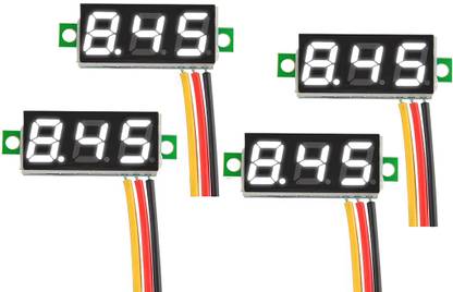 shockley WHITE 3 Wire Calibratable 0-100V 0.28" Mini DC Voltmeter LED Display (4 Pc) Voltmeter