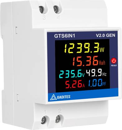 GADITES Latest 6 in 1 AC 40-300V 100A Amp,Frequency,Power Factor,KwH,Watt & Voltmeter